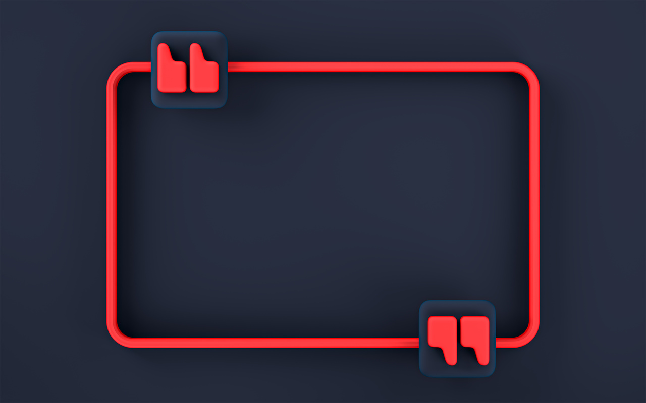 Quote box frame on dark background empty space blogging template 3d render concept for texting